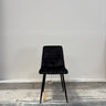 Chicago Dining Chair in black velvet upholstery, straight front view on neutral background