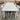 Full set shot of Mantra outdoor 2600mm dining table and six chairs, matte white with grey cushions