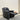 Black faux leather manual recliner chair shown from a side angle with padded armrests