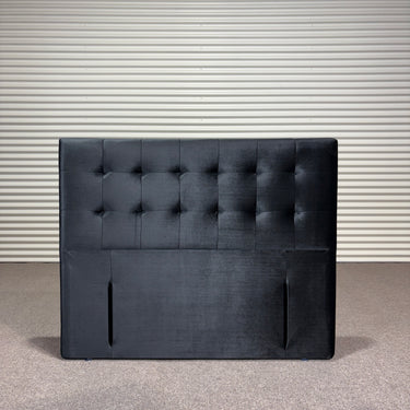 Boston Headboard in Black, Double size  durable woven fabric with classic square panel tufting