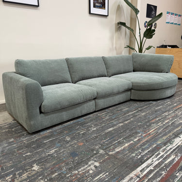 Brooklyn 3 Seater with Rounded Chaise – Moss Green