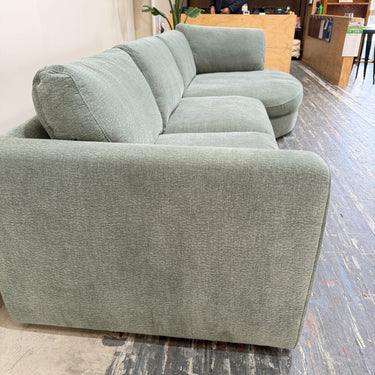 Brooklyn 3 Seater with Rounded Chaise – Moss Green