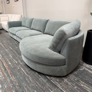 Brooklyn 3 Seater with Rounded Chaise – Moss Green