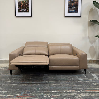 Memphis 2 Seater Leather Sofa with Dual Power Recliner  I  Taupe