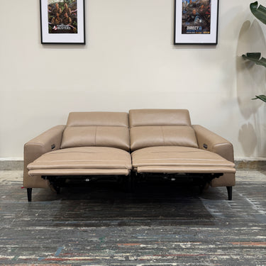 Memphis 2 Seater Leather Sofa with Dual Power Recliner  I  Taupe