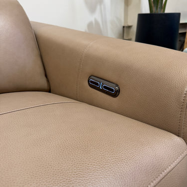 Memphis 2 Seater Leather Sofa with Dual Power Recliner  I  Taupe