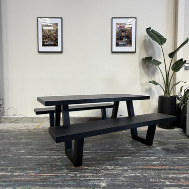 Muriwai 6 Seater Aluminium Outdoor Picnic Table | Black