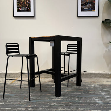 Corsica 3 Piece Outdoor Bar Setting | Black & Plywood