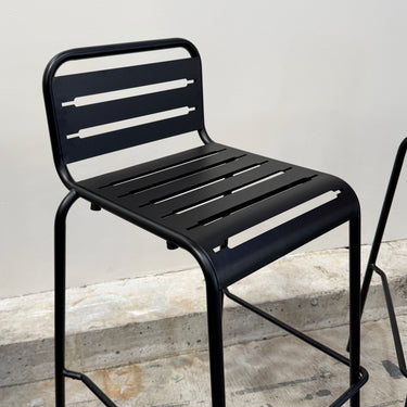 Louis Outdoor Bar Stool with Backrest | Black