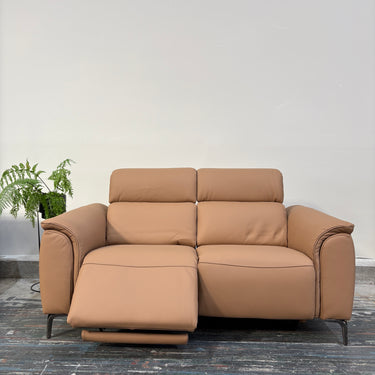 Elsie 2 Seater Leather Electric Recliner | Brown