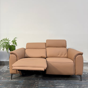 Elsie 2 Seater Leather Electric Recliner | Brown