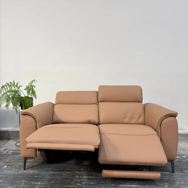 Elsie 2 Seater Leather Electric Recliner | Brown