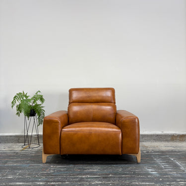 Mira 1.5 Seater Leather Power Recliner + Power Headrest | Butterscotch