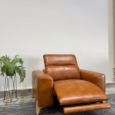 Mira 1.5 Seater Leather Power Recliner + Power Headrest | Butterscotch