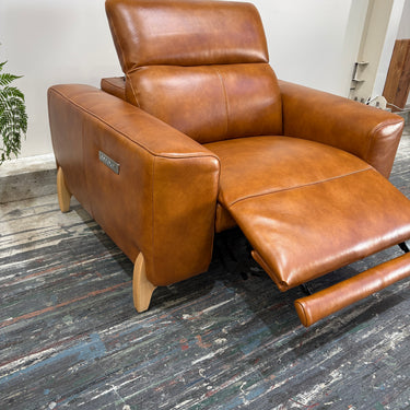 Mira 1.5 Seater Leather Power Recliner + Power Headrest | Butterscotch