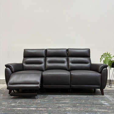 Isabelle 3-Seater Leather Dual Power Recliner + Headrests | Espresso