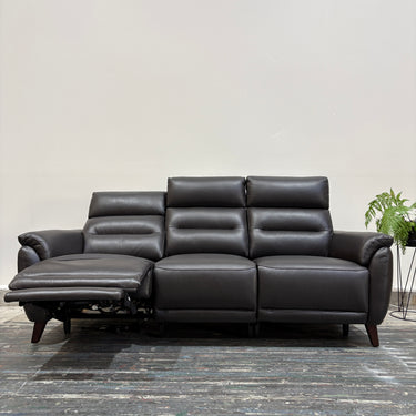 Isabelle 3-Seater Leather Dual Power Recliner + Headrests | Espresso