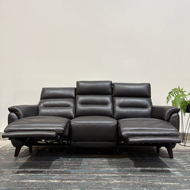 Isabelle 3-Seater Leather Dual Power Recliner + Headrests | Espresso
