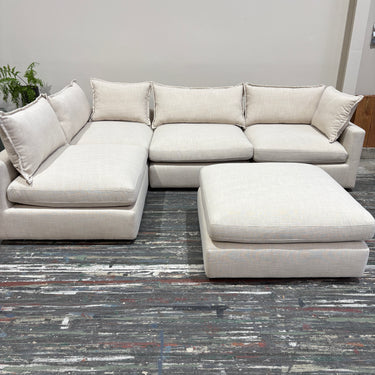 Bianca 5 Piece Modular Fabric Corner | Stone