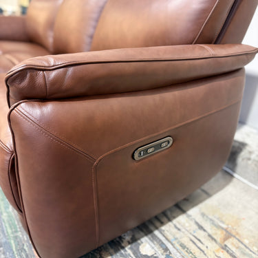 Amelia 3-Seater Leather Power Recliner Sofa with Console | Chestnut