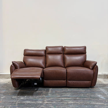 Amelia 3-Seater Leather Power Recliner Sofa with Console | Chestnut