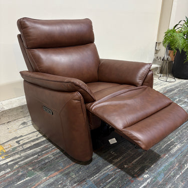 The Amelia Premium Leather Power Recliner Chair | Chestnut