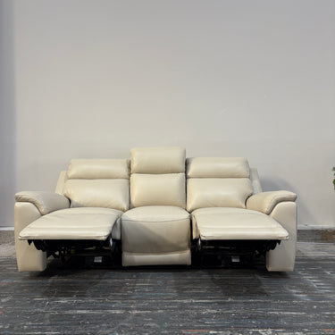 Sana 3-Seater Leather Power Recline with Console | Cream
