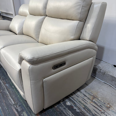 Sana 3-Seater Leather Power Recline with Console | Cream