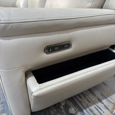 Sana 3-Seater Leather Power Recline with Console | Cream