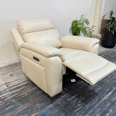 Sana Leather Power Recline with storage | Cream