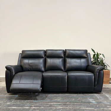 Elena 3-Seater Leather Power Recline with Console | Black