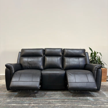 Elena 3-Seater Leather Power Recline with Console | Black