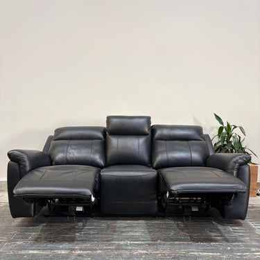 Elena 3-Seater Leather Power Recline with Console | Black