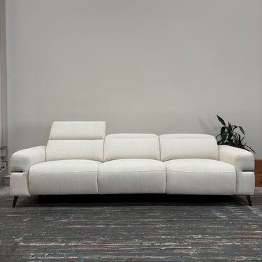 Lily 3.5-Seater Fabric Power Recliner Sofa with Head Tilt | White