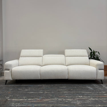 Lily 3.5-Seater Fabric Power Recliner Sofa with Head Tilt | White