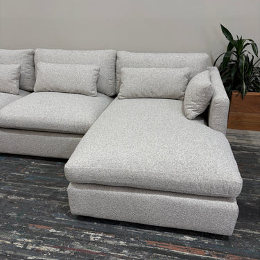 Willow 3-Seater Fabric Sofa with Chaise | Grey Fog