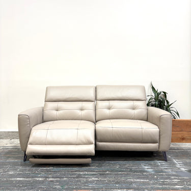 Indie 2.5 Seater Leather Dual Power Recliner Sofa | Taupe