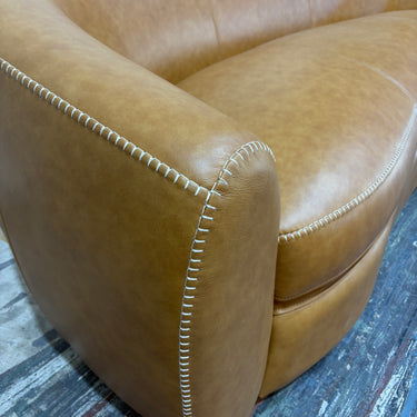 Kira 3-Seater Premium Leather Curved Sofa | Tan