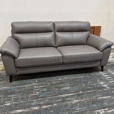Livia 2.5-Seater Premium Leather Sofa | Pebble Grey