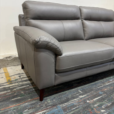 Livia 2.5-Seater Premium Leather Sofa | Pebble Grey
