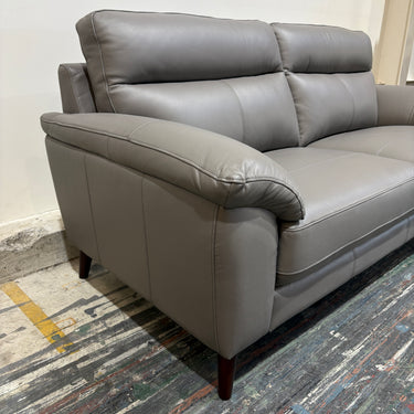 Livia 2.5-Seater Premium Leather Sofa | Pebble Grey