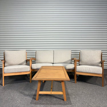 Eva 4-Piece Outdoor Lounge Set | Timber & Light Cushions