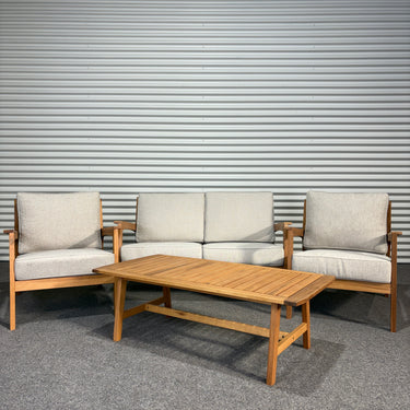 Eva 4-Piece Outdoor Lounge Set | Timber & Light Cushions
