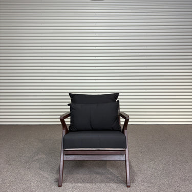 Contemporary Outdoor Armchair | Eucalyptus & Black Cushions