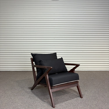 Contemporary Outdoor Armchair | Eucalyptus & Black Cushions