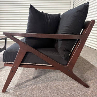 Contemporary Outdoor Armchair | Eucalyptus & Black Cushions