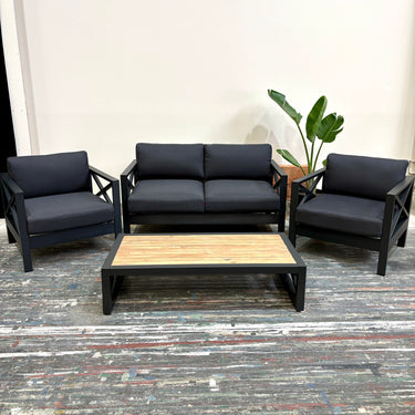 Mia II Outdoor Lounge Set – 4 Piece | Matte Black