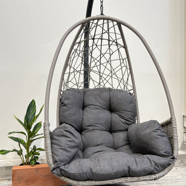 Palma Single Egg Chair with Cushion | Light Grey Resin Wicker / Charcoal Fabric