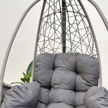 Palma Single Egg Chair with Cushion | Light Grey Resin Wicker / Charcoal Fabric