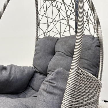 Palma Single Egg Chair with Cushion | Light Grey Resin Wicker / Charcoal Fabric
